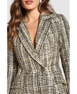 Women's Sequin Tweed Fitted Blazer