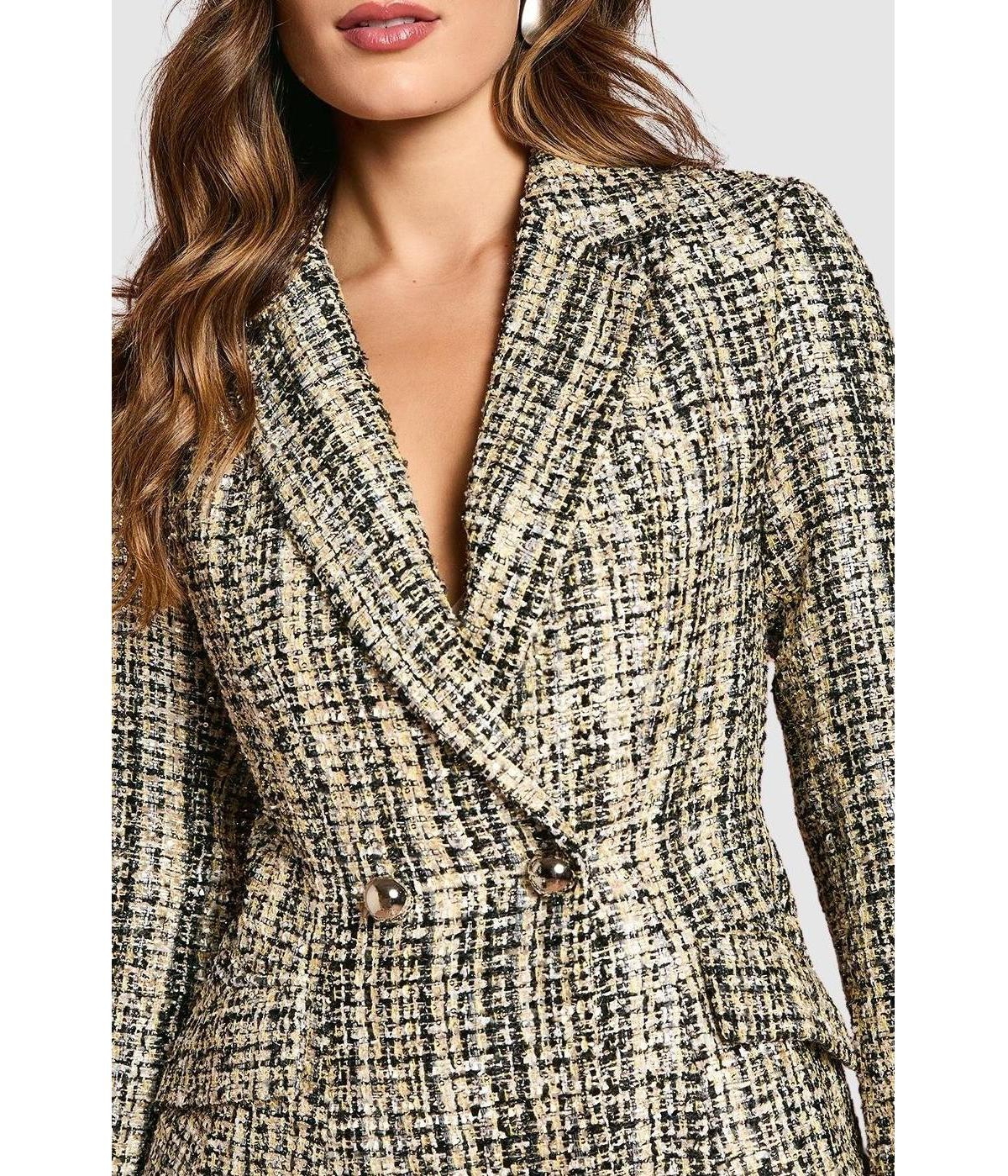 Coast Women's Sequin Tweed Fitted Blazer