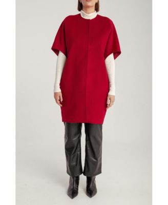 Women's Cashmere Short Sleeve Crew Neck Coat