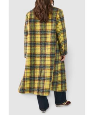 Women's Checked Wool Blend Maxi Coat