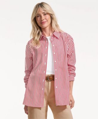 Women's Oversized No Iron Tunic with Statement Collar Shirt