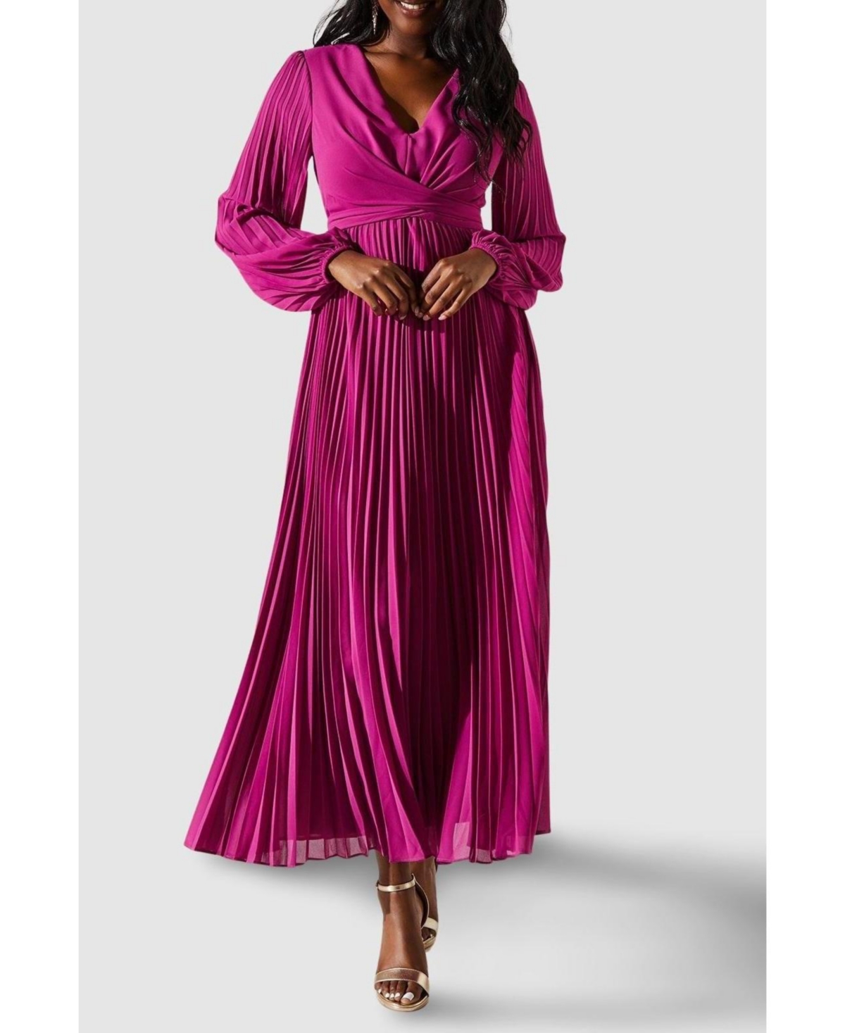 Coast Women's Pleated Wrap Front Dress