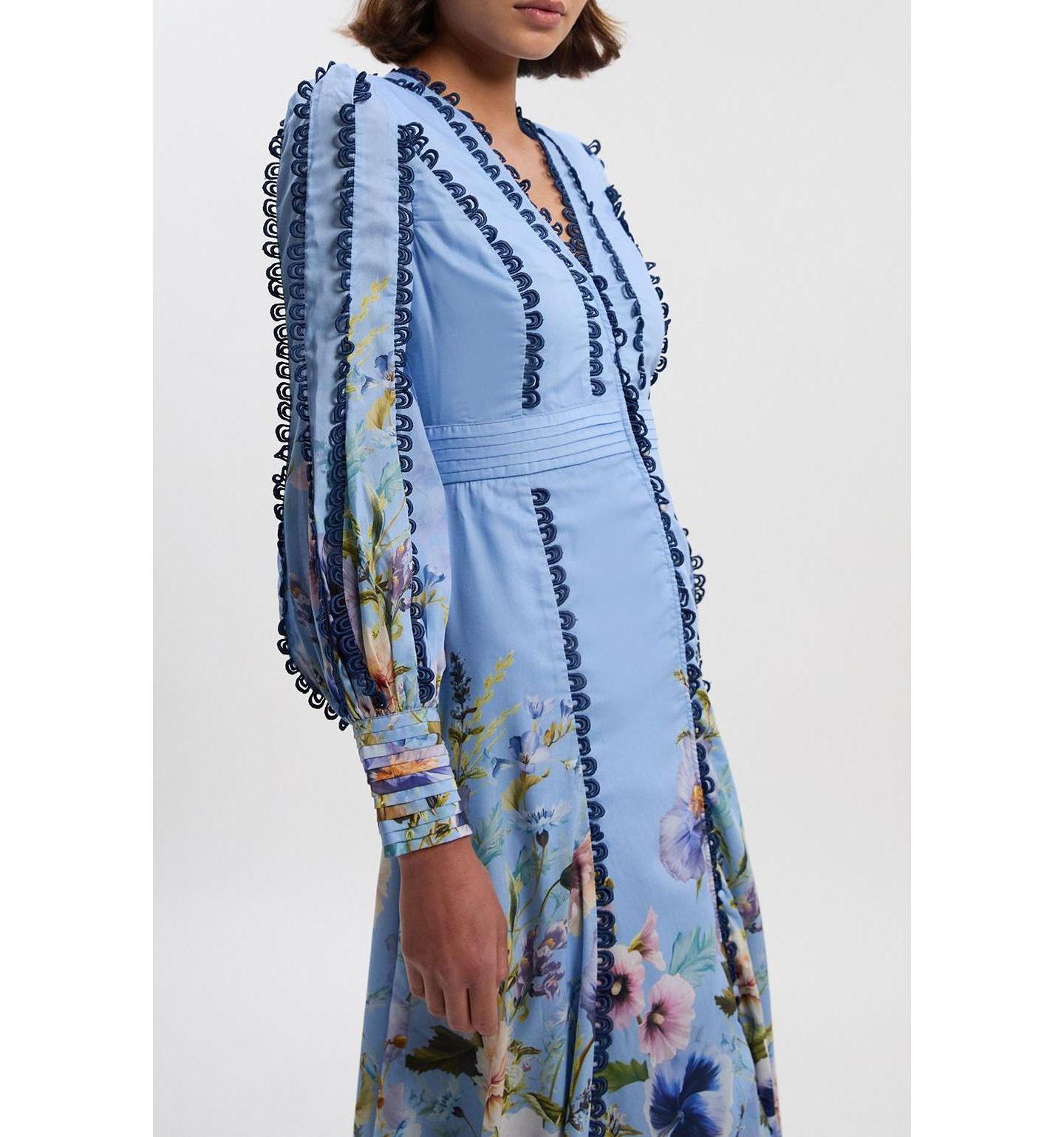 Женское платье Karen Millen Trailing Floral Woven Plunge Maxi, цвет: Синий — фото 5