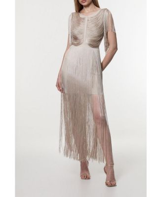 Women's Maxi Draped Fringe Knitted Mini Dress