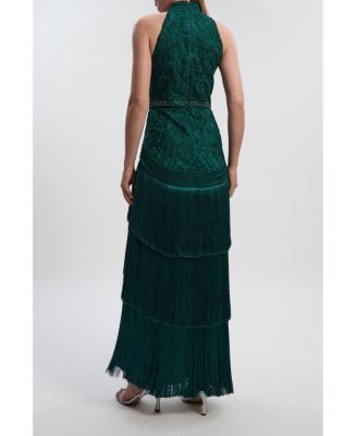 Women's Beaded Halter Neck Woven Maxi Dress