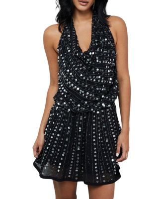 Women's Sequin Cowl Front Flippy Mini Dress