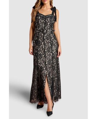 Women's Lace Bow Shoulder Maxi Dress