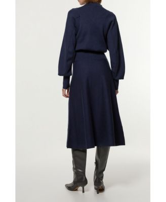 Women's Wool-Look Rounded Sleeve Knit Midi Dress