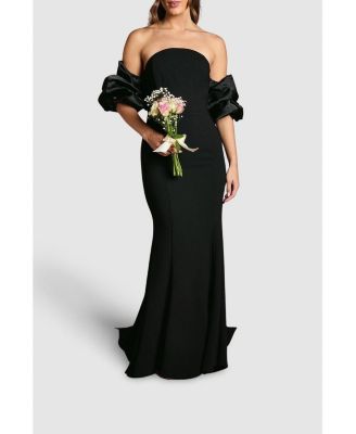 Women's Puff Sleeve Bardot Fishtail Maxi Dress