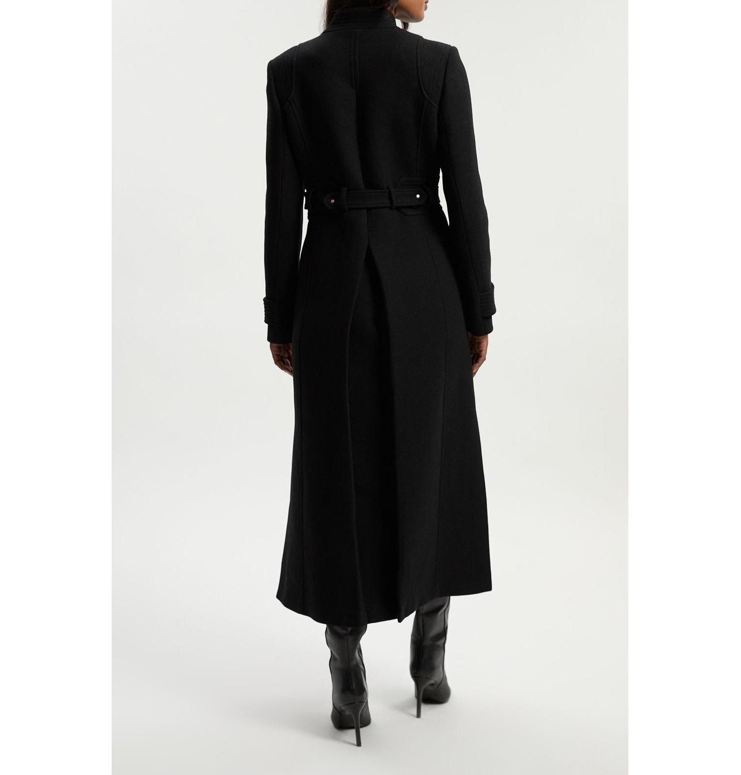 Women's Wool Notch Neck Belted Maxi Coat
