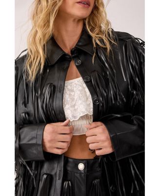 Women's Faux Leather Tassel Jacket
