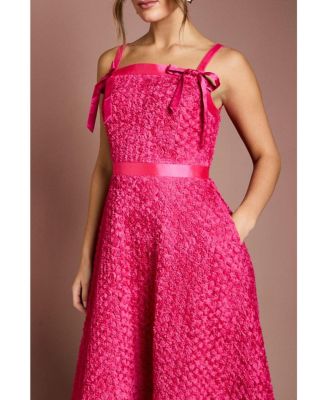 Women's 3D Flower Strappy Midi Dress