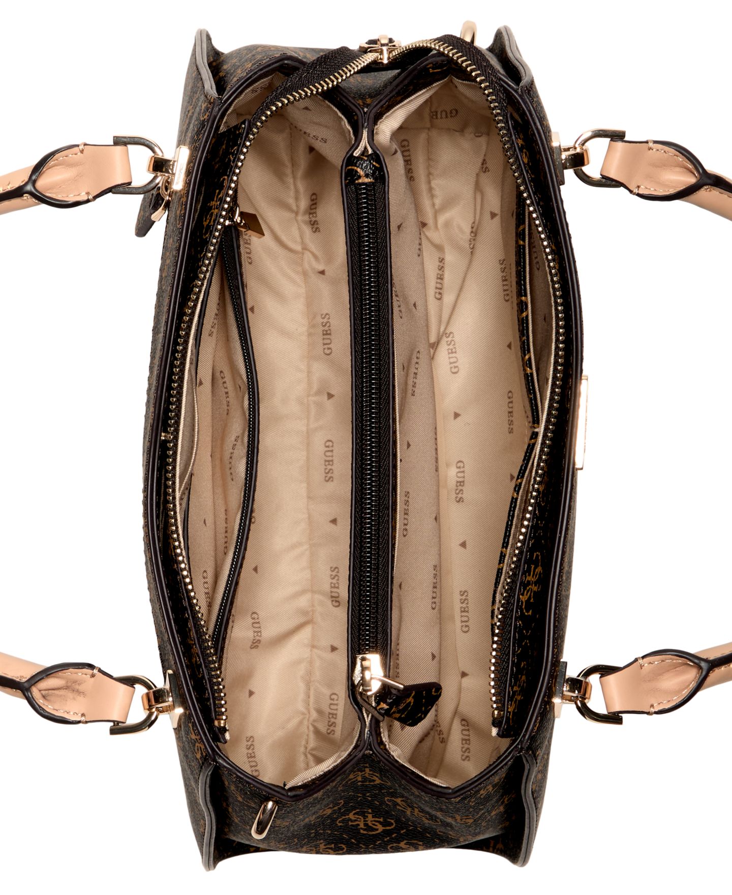 Женская сумка GUESS Noelle Ii Luxury Medium Satchel, цвет: Коричневый — фото 4