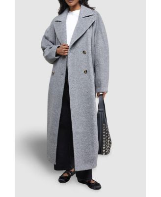 Women's Oversized Pleat Back Detail Maxi Coat