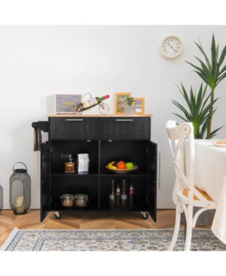 Kitchen Island Storage Trolley with Drawer and Towel Rack, Rolling Cart