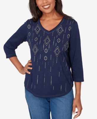 Women's  Austin Diamond Geometric Heat Set Knit Top