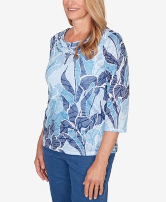 Women's  Austin Monotone Patch Print Knotted Detail Top