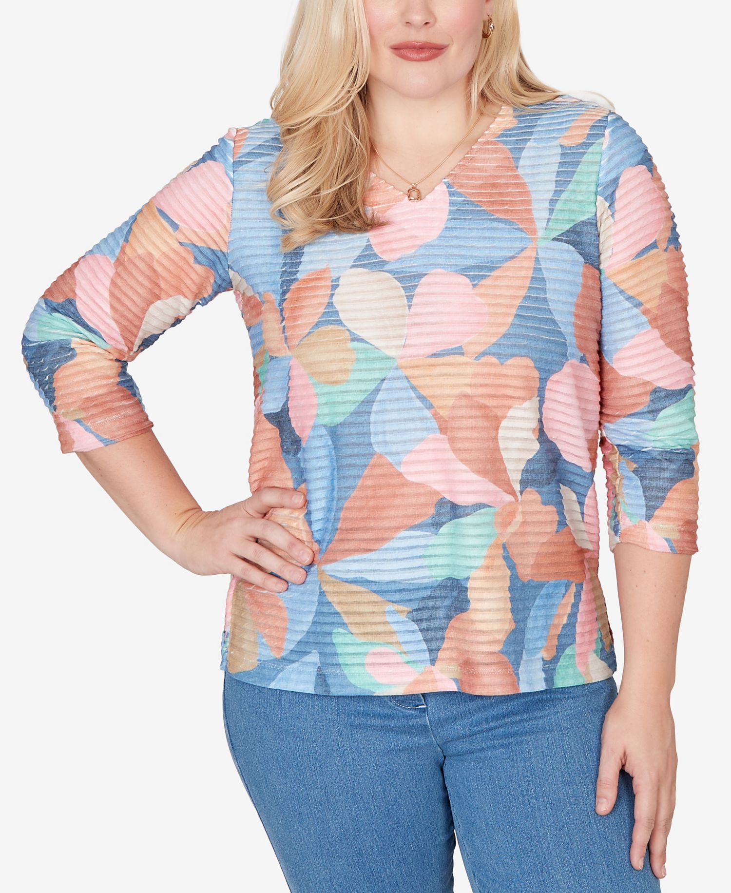 Women's Beachcomber Abstract Floral V-Neck Top