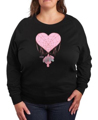 Women's Marvel Spider-Man Heart Web French Terry Long sleeve T-shirt