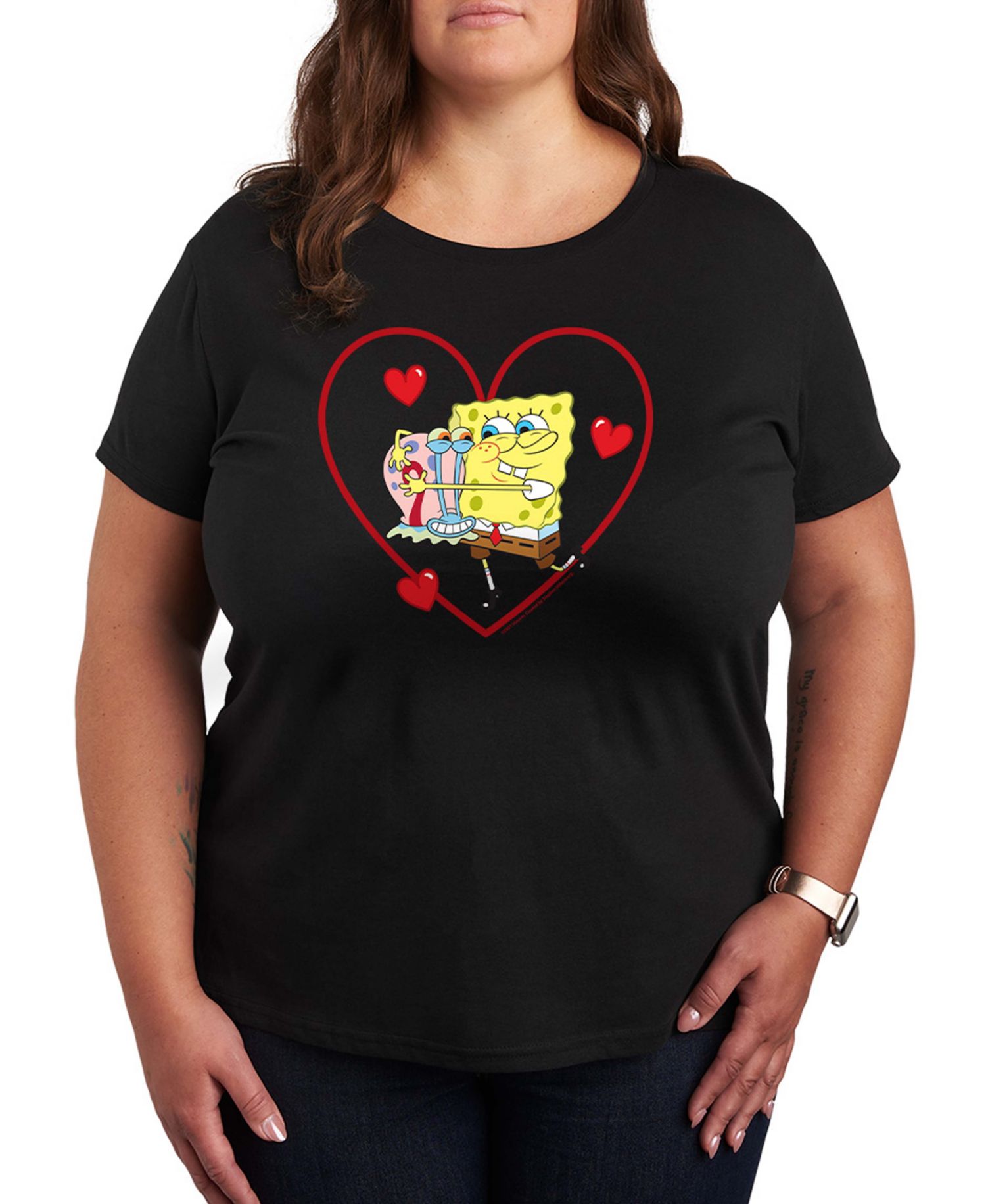 Women's Spongebob Squarepants Gary Heart Short-Sleeve Graphic T-Shirt