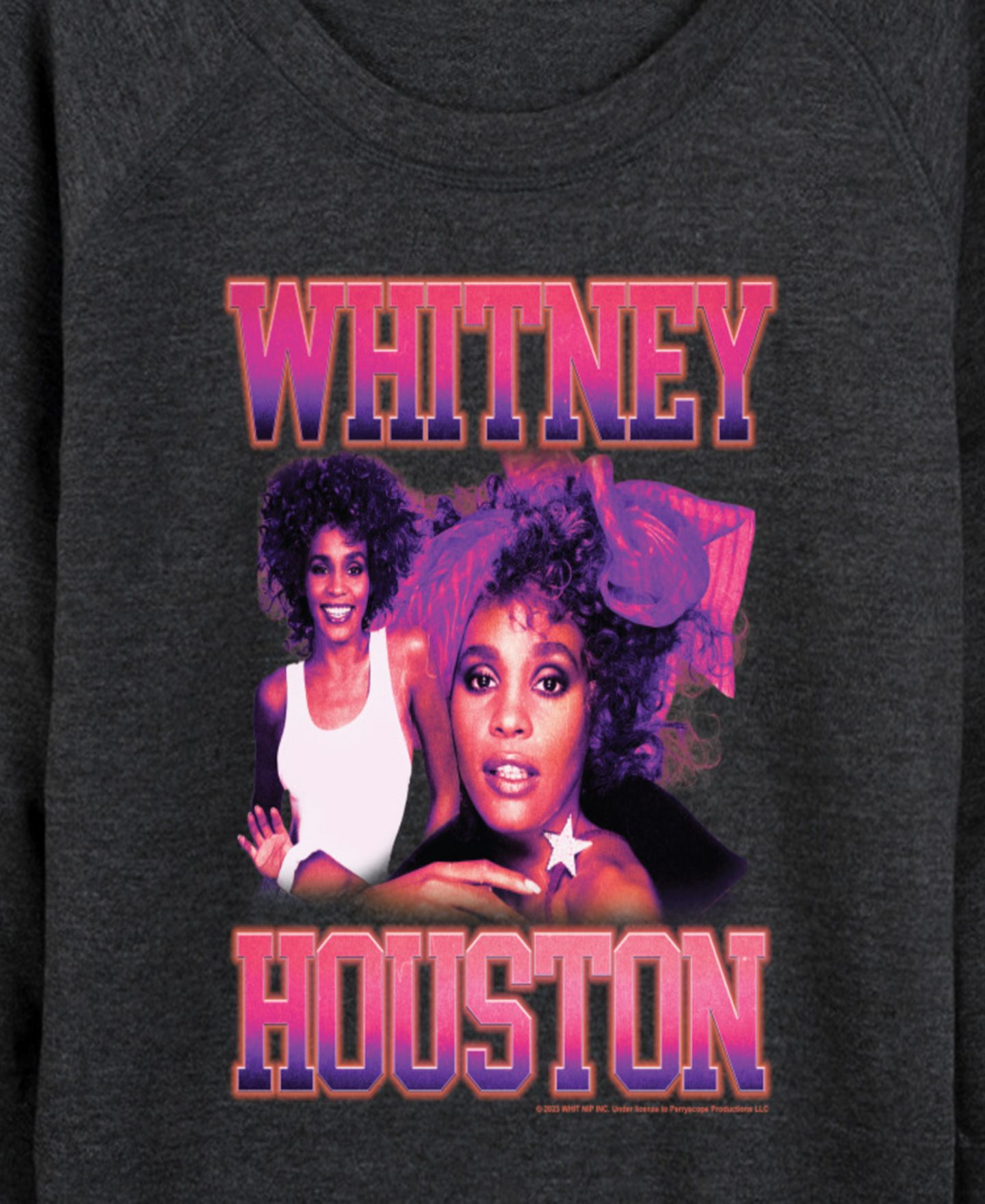 Женская футболка Hybrid Apparel Vintage Whitney Houston French Terry Long-Sleeve, цвет: Меланжевый угольный — фото 2