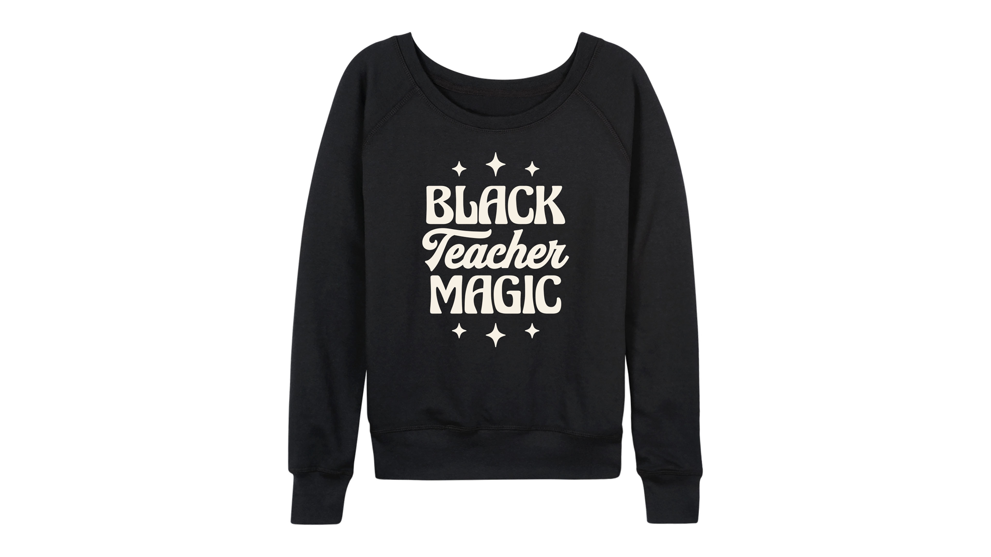 Hybrid Apparel Women's Instant Message Black Teacher Magic French Terry Long Sleeve T-shirt