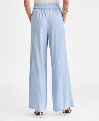 Women's Linen-Blend Wide-Leg Pull-On Pants