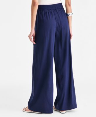 Women's Linen-Blend Wide-Leg Pull On Pants