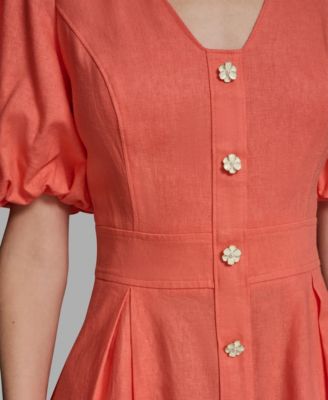 Women's Puff Sleeve V-Neck Dress