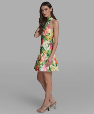 Women's Floral Print Mock Neck Dress