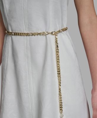 Women's Collared Chain Belt Midi Dress