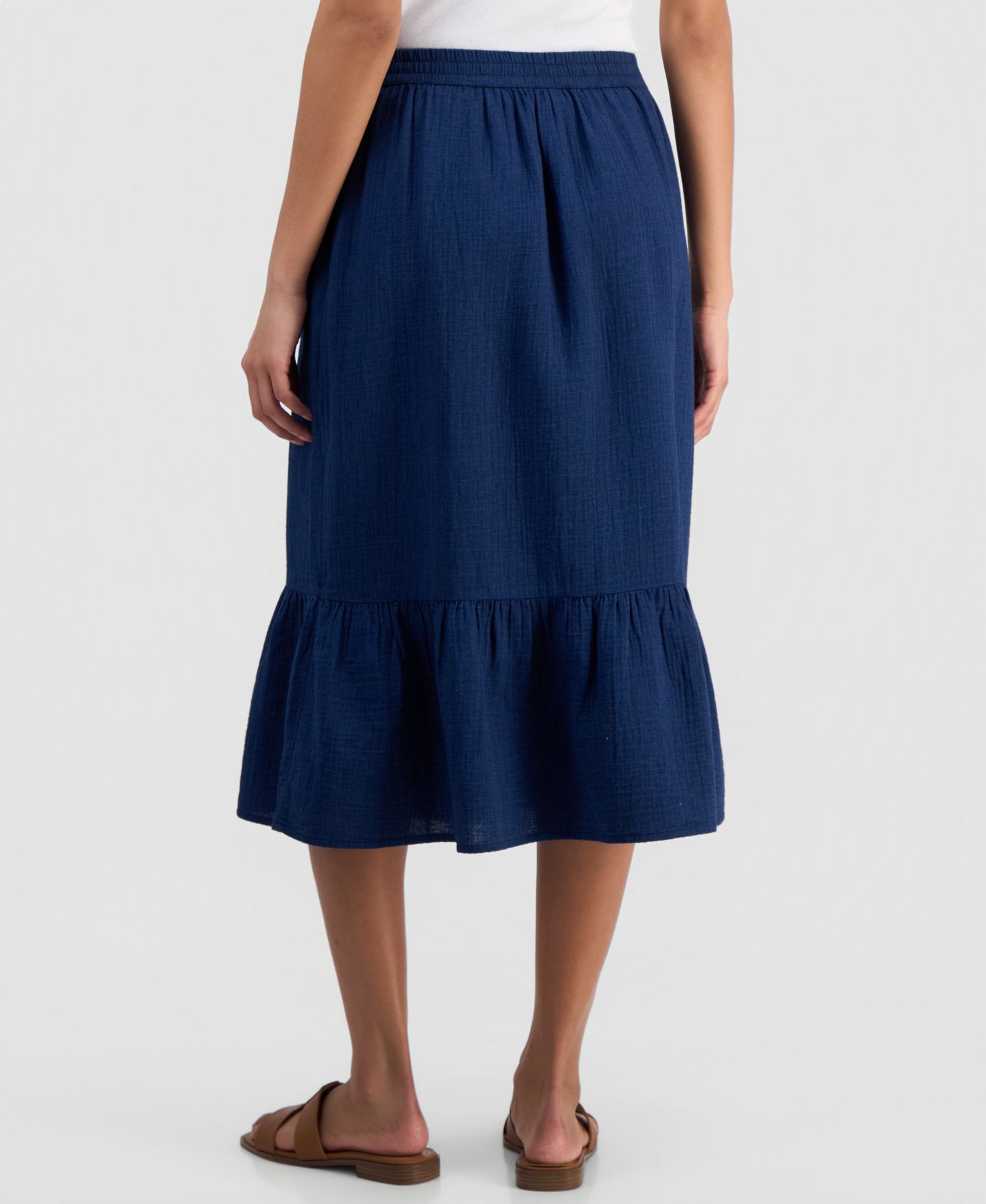 Женская юбка Style & Co Petite Pull-On Midi, цвет: Насыщенный индиго — фото 4