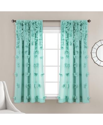 Riley Light Filtering Window Curtain Panel, Single 54" W x 63" L, Aqua - Cute Curtains for Bedrooms