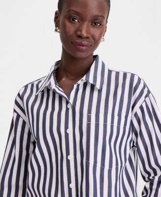Women's Cropped Cotton Poplin Shirt