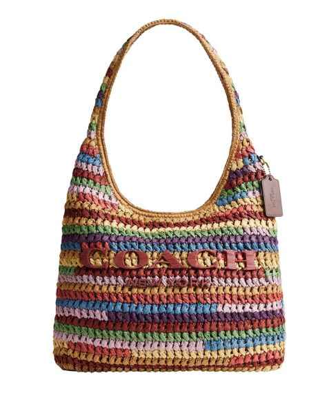Женские COACH Brooklyn Large Multi Straw Shoulder Bag 34