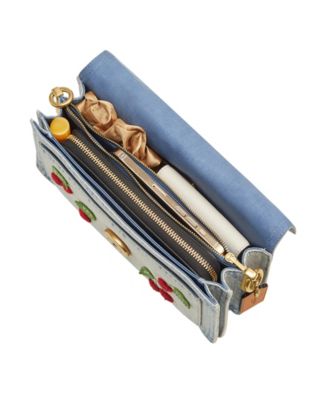 Tabby Medium Denim Cherry Embroidery Shoulder Bag 26