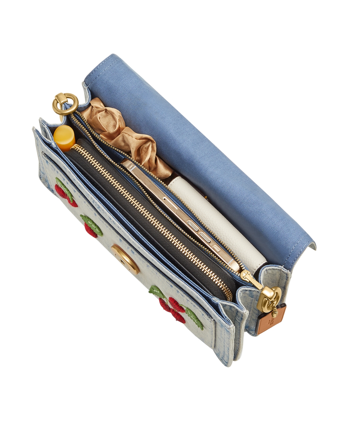 Coach Cherry Embroidered Denim Tabby Small Shoulder Bag