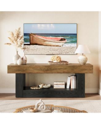 TV Stand  for TVs Up to 70 Inches, 63 Inches Media TV Console, Entertainment Center with U-Shaped Pedestal & Open Storage Shelf