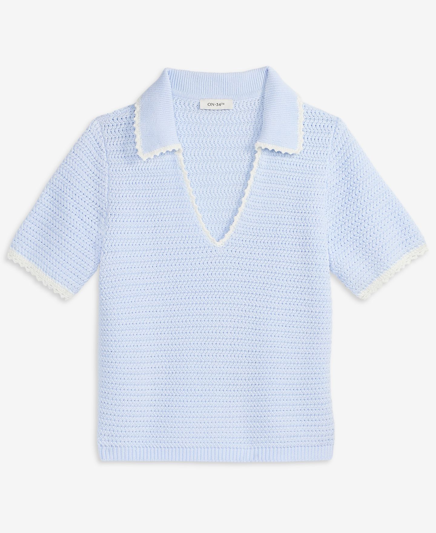 Женский свитер On 34th Collared Short-Sleeve Crochet, цвет: Бриллиантовый синий — фото 5