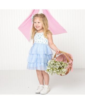 Little Girls Sky Floral Tank Tutu Dress