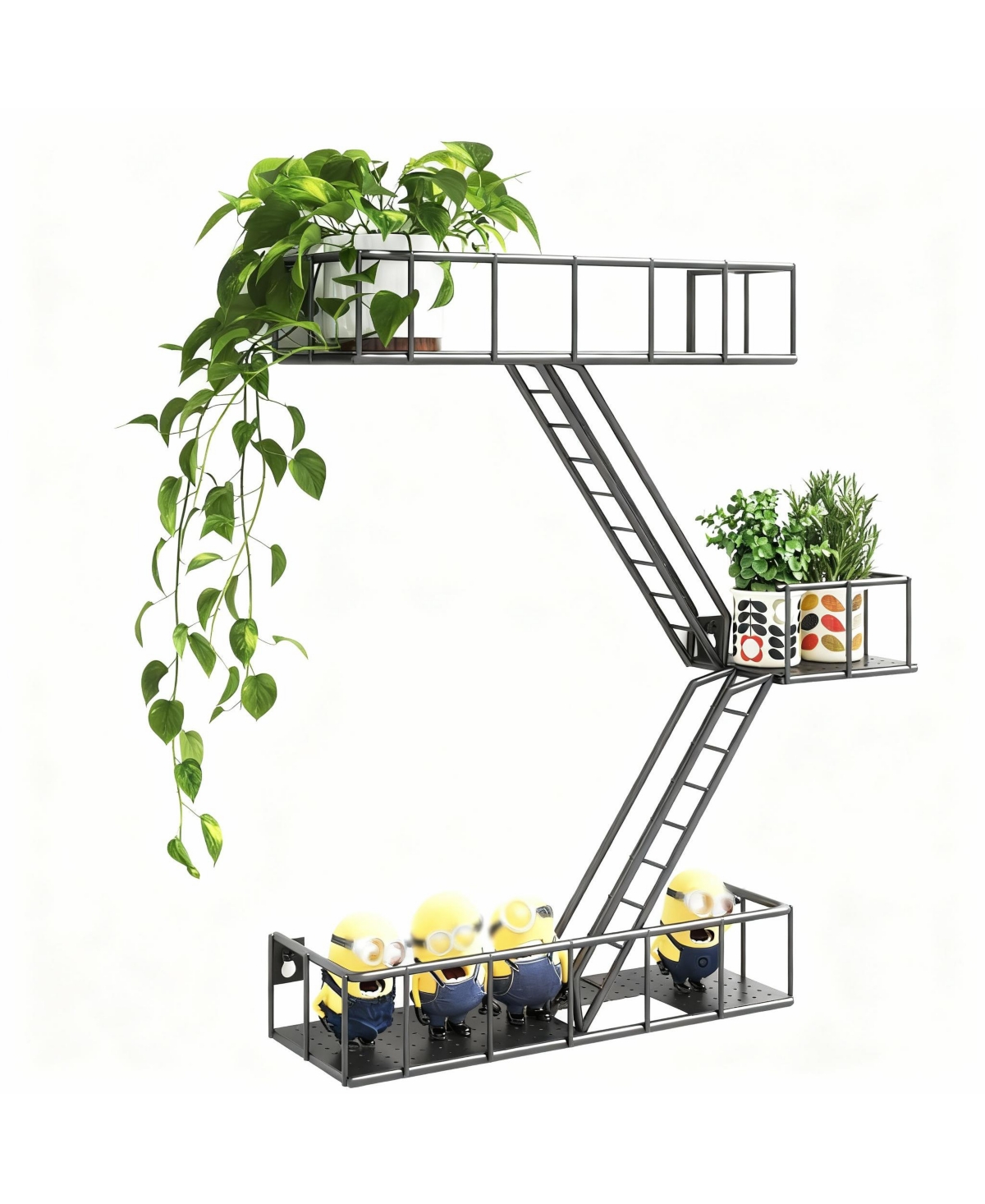 Yigii Metal Wall Shelves with Baskets for Home Decor - Black