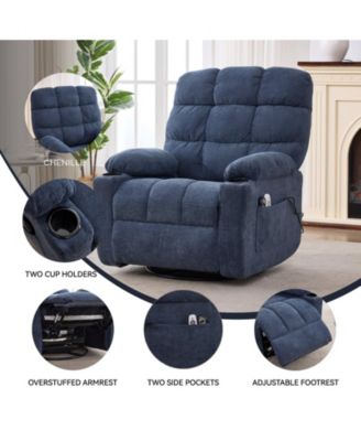 Massage Manual Lounge Chair with Rocker Arms and Rotating Fabric with Cup Bucket for Living Room