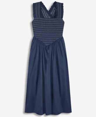 Women's Cotton Smocked Cross-Back Maxi Dress