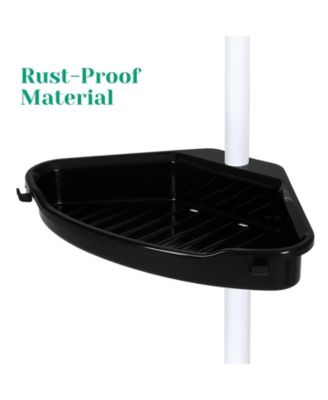 Corner Shower Caddy Tension Pole, Rust-Resistant Bathroom Storage Organizer with 4-Tier Adjustable Shelves & Rubber Pad, 101.6''- 122'' Height
