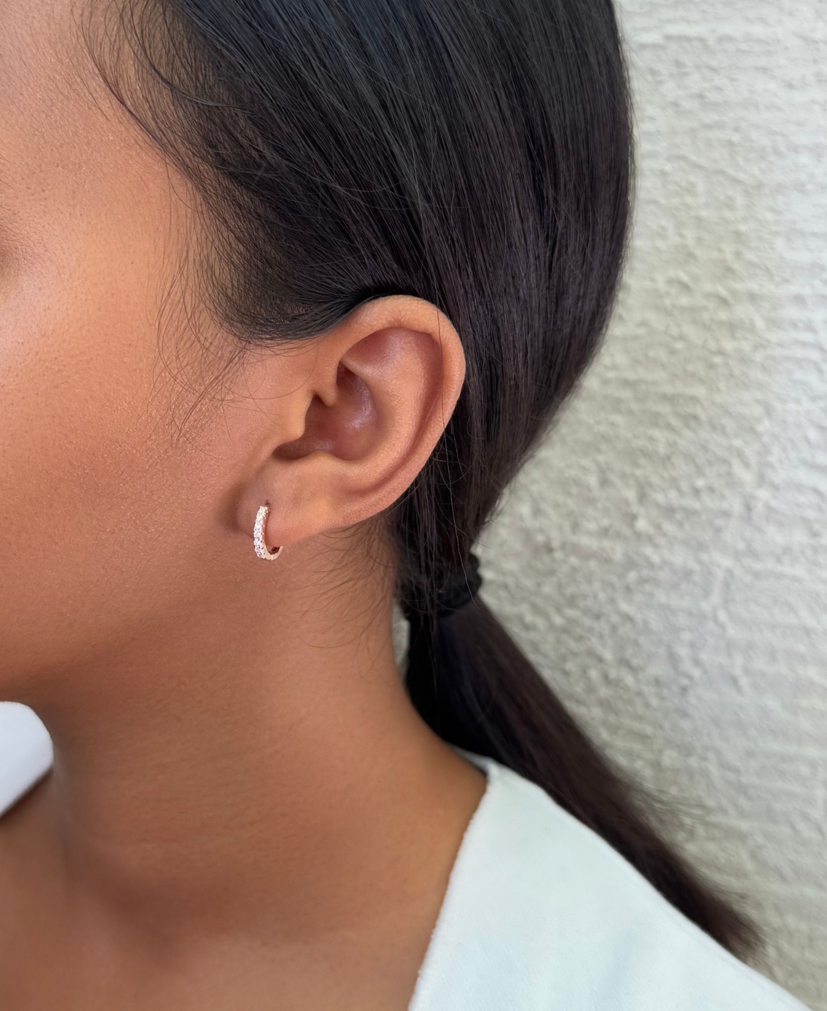 Adornia Rose Gold Cz Black Clover Huggie Set