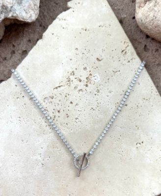 Silver Crystal Toggle Tennis Necklace
