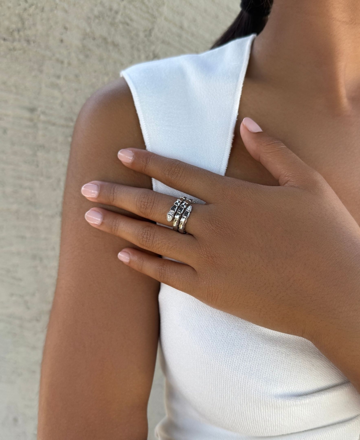 Adornia Silver Snake Double Wrap Ring