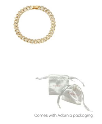 Gold Crystal 8mm Curb Chain Bracelet