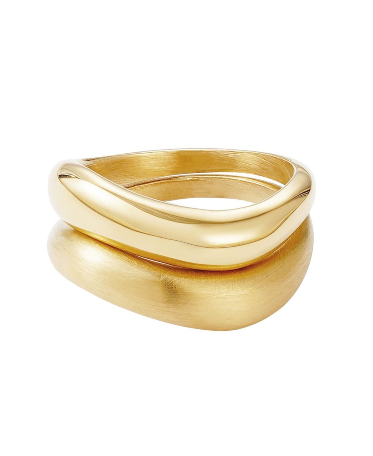 Adornia Tarnish Resistant Gold Nesting Curved Band Ring Set