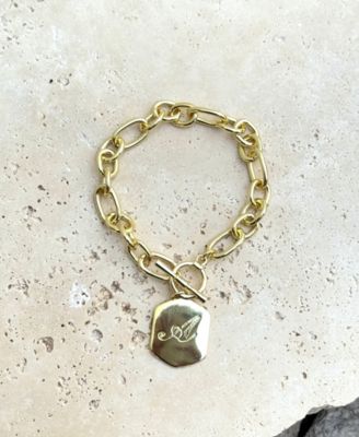 Gold Monogram Initial Chunky Toggle Bracelet